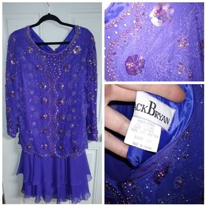 Vintage Jack Bryan 2 piece sleeveless evening formal midi gown